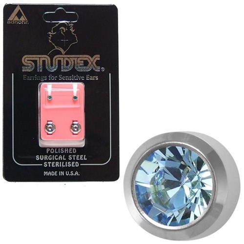 Birthstone Studs - Mini Bezel S/S - March / Aquamarine